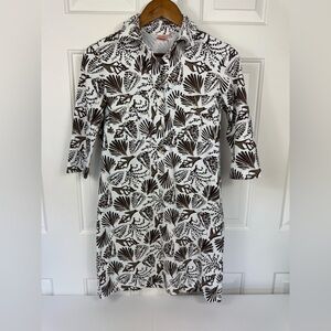 Persifor Winpenny Shirt A-line Shift Dress XS Brown And White‎
